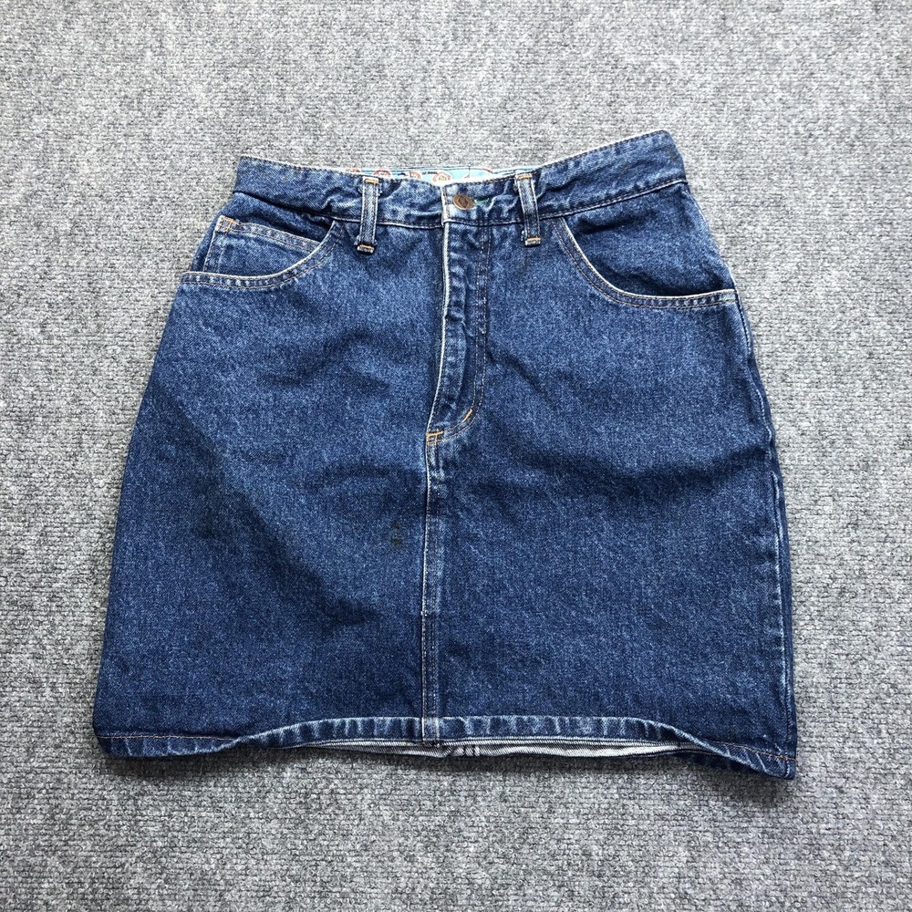Bongo Skirt Juniors 13 Blue Denim Short High Rise Straight 5 Pocket Made USA